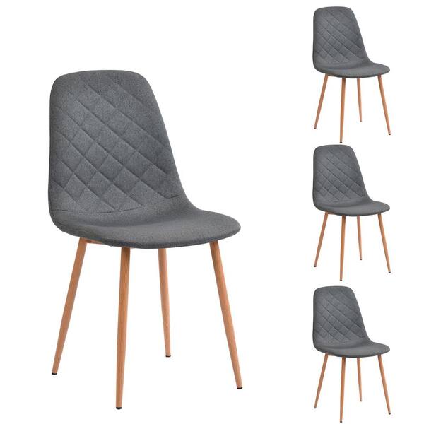 LUCKY ONE Accent Dining Chairs in Gray PU Leather, Set of 4