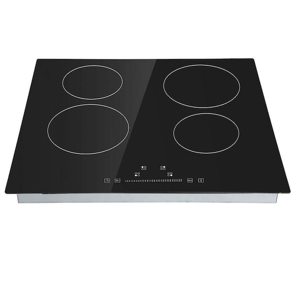 Built in Electric Stove Top, 23.2 x 20.5 in. 4 Burners, 240 Volt Glass Radiant Cooktop with Sensor Touch Control
