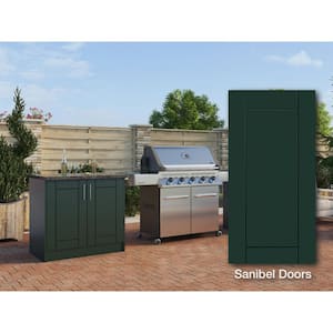 Sanibel Emerald Green 16-Piece 73.25 in. x 34.5 in. x 25.5 in. Outdoor Kitchen Cabinet Island Set