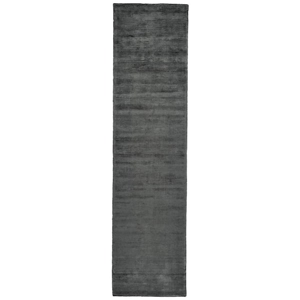 2 ft. x 10 ft. Charcoal Solid Color Area Rug