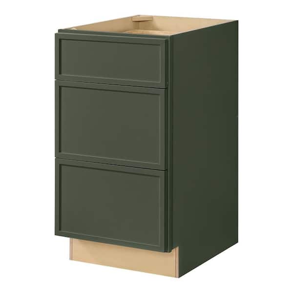 Leyton 18 in. W x 24 in. D x 34.5 in. H Ready to Assemble Plywood Slim Shaker Drawer Base Kitchen Cabinet in Fern Green