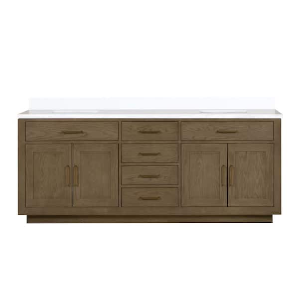Condor 84 in W x 22 in D Grey Oak Double Bath Vanity with Cultured Marble Top