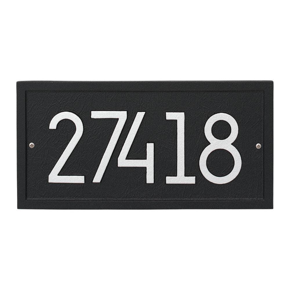 Black and Silver Modern Metal Rectangle Address Plaque