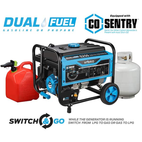 PG5250B Pulsar 5,250W Dual Fuel Portable Generator with Switch and Go Technology 