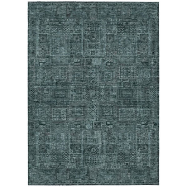 Chantille Machine Washable Indoor/Outdoor Abstract ACN2805 Teal 8 ft. x 10 ft. Area Rug