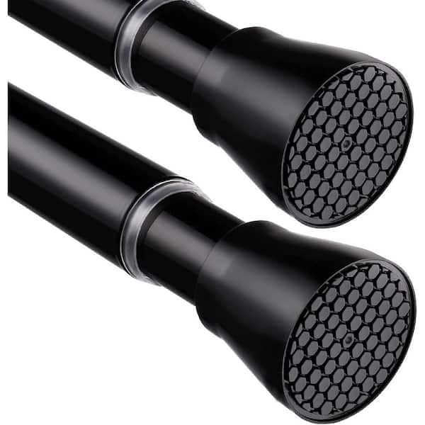 2 Pack Black Tension Curtain Rod for Windows 17.2 in. L x 1.30 in. W Pressure Spring No Drilling Closet Doorway Kitchen