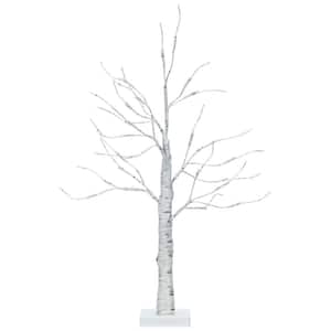 2 ft. Pre-Lit White Twig Birch Tree Battery Powered for Christmas Set of 2