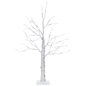 2 FT Pre-lit White Birch Tree Artificial Christmas Tree Twig Birch Christmas Decoration