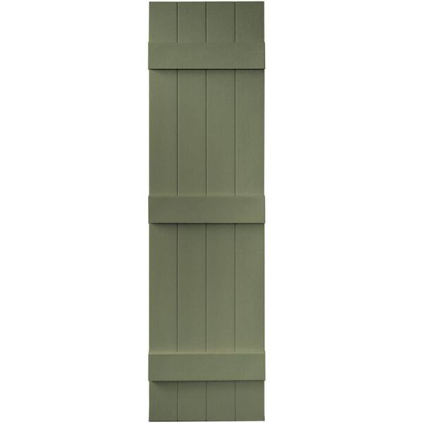 Builders Edge 14 in. x 55 in. Board-N-Batten Shutters Pair, 4 Boards Joined #282 Colonial Green