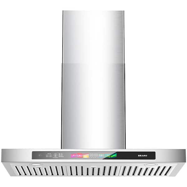 Unbranded 30 in. 900 CFM Ducted Insert Range Hood in Stainless Steel with Voice/Gesture/Touch Control/4 Speed Exhaust Fan