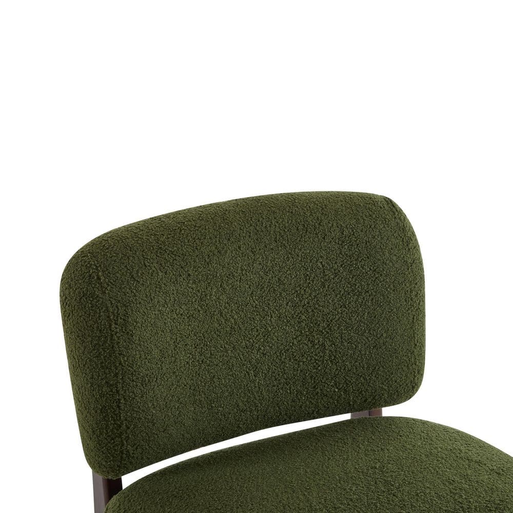 Green Leather Chaise with Solid Wood Frame