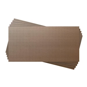 1/4 in. x 48 in. x 24 in. Tempered Brown Pegboard Hardboard Wainscoting Panel Kit (5-Pack) 40 sq. ft.