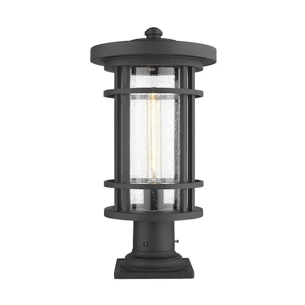 Unbranded Jordan 19.75 in. 1-Light Black Aluminum Hardwired Outdoor Weather Resistant Pier Mount Light With No Bulb Included