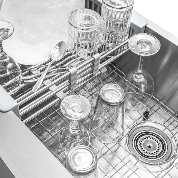 Handmade Farmhouse Apron Front Stainless Steel 33 in. x 22 in. Single Bowl Kitchen Sink Kit with Accessories