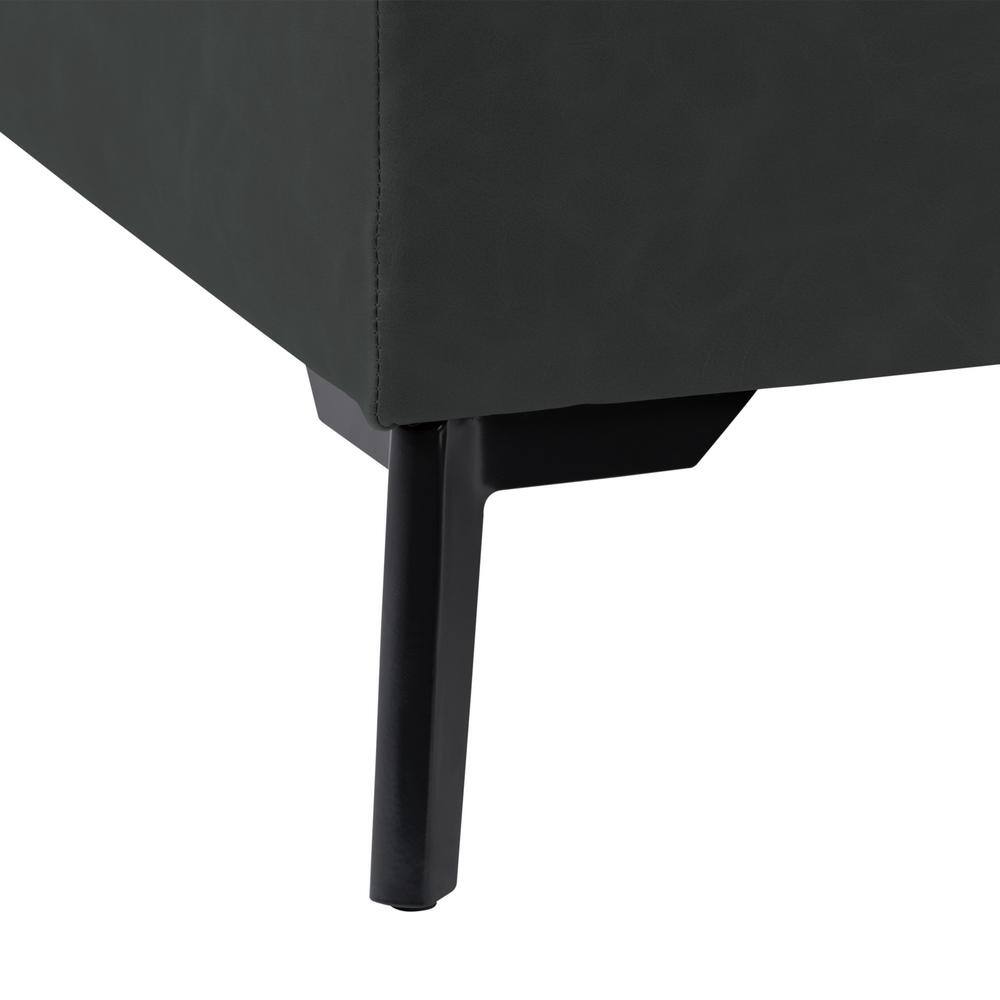 Linden Square Black Fabric Storage Ottoman with Metal Legs