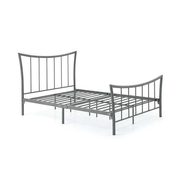HODEDAH Complete Metal Charcoal Twin Bed with Headboard, Footboard, Slats and Rails
