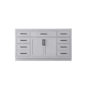 60 in. Single Sink Grey Bath Vanity with White Engineered Marble Top