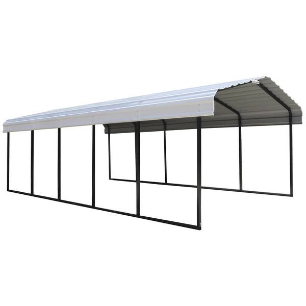 Arrow 12 ft. W x 24 ft. D x 7 ft. H Eggshell Galvanized Steel Carport ...