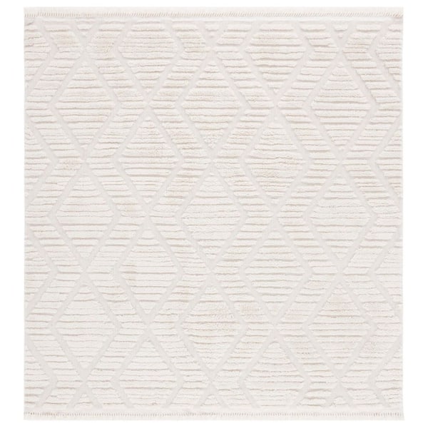 Urban 7 ft. x 7 ft. Ivory Diamond High-Low Square Area Rug