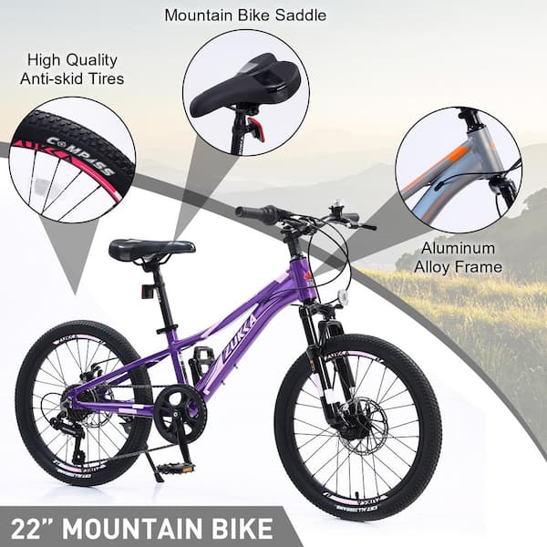 Cesicia 20 in. Purple Shimano 7-Speed Mountain Bike for Kids 