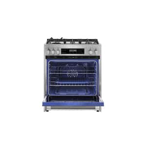30 in. 5 Burner Slide-In Dual Fuel Range with Air Fry and Convection in Stainless Steel with Touch Button and Self Clean