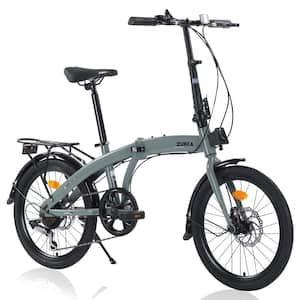 20 in. Grey Folding Bike Steel Frame 7 Speed City Bike