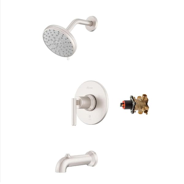 Capistrano Single Handle 6-Spray Wall Mount Tub and Shower Faucet 1.8 GPM 5.5 in. Brushed Nickel [Valve Included]