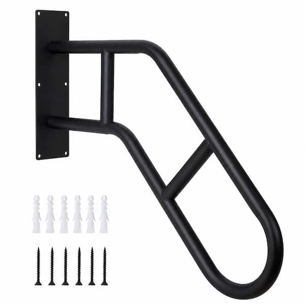 23 in. x 1 in. Exposed Screw U-Shape Wall Mount Assist Bar for Outdoor Steps, Stair, Porch, Deck, Garage in Black