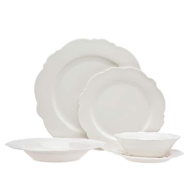 Godinger 20-Piece White Bristol Scallop Bone Dinner Set