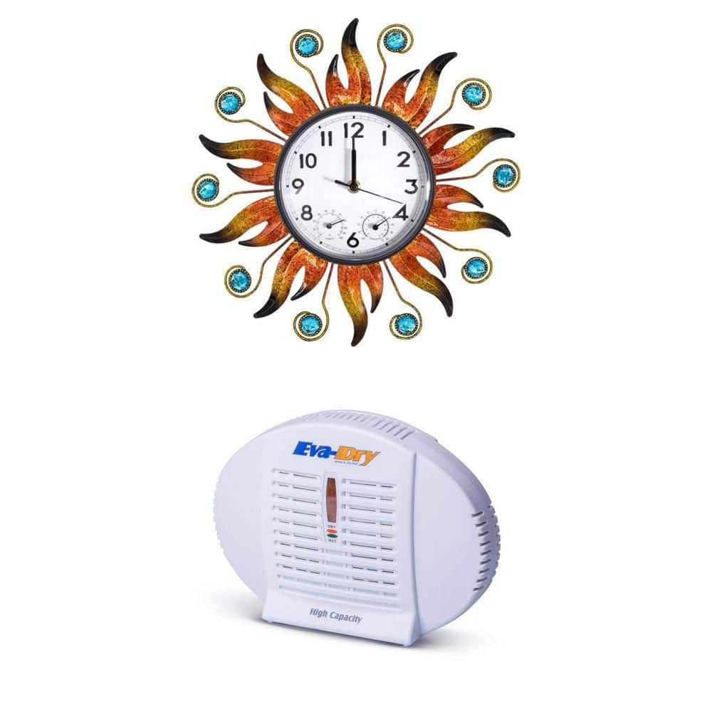 インテリア時計 sun Phewnyzo 13in Sun Outdoor Clock with Thermometer and Hygrometer