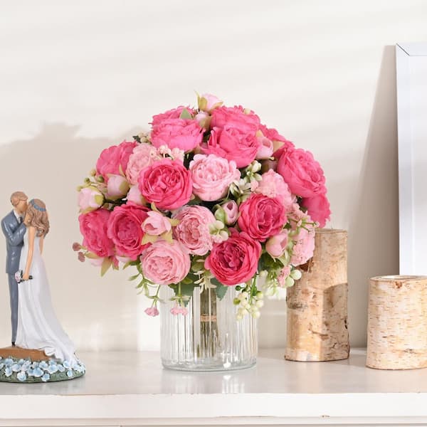 (未使用･未開封品)　ユーパワー フォトフレーム ライトピンク W16xH20xD2cm 7z28pnb Afoxsos 12 in. Mixed Pink Indoor/Outdoor Artificial Peony Flower
