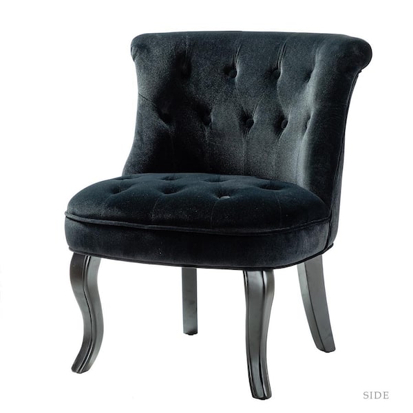 JAYDEN CREATION Jane Modern Black Velvet Tufted Accent Armless Side Chair