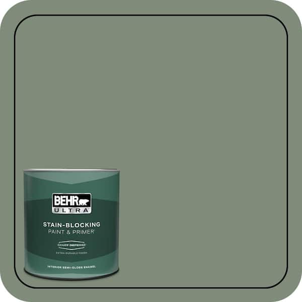 BEHR ULTRA 1 qt. #450F-5 Amazon Moss Extra Durable Semi-Gloss Enamel Interior Paint & Primer