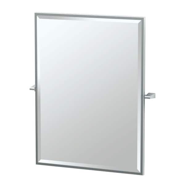 Bleu 27.5 in. W x 32.5 in. H Framed Rectangular Bathroom Vanity Wall Mirror in Chrome