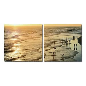 Wading in the Waves Unframed Photography Wall Art 19.68 in. x 19.68 in