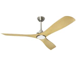 52 in. Integrated LED Indoor Wood 3 Blades Ceiling Fan with Light and Remote