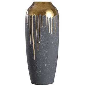 Marloe Charcoal, Gold Ceramic Vase