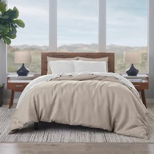Linen Cotton 3-piece King/Cal King Sized, Natural Colored Duvet Cover Set