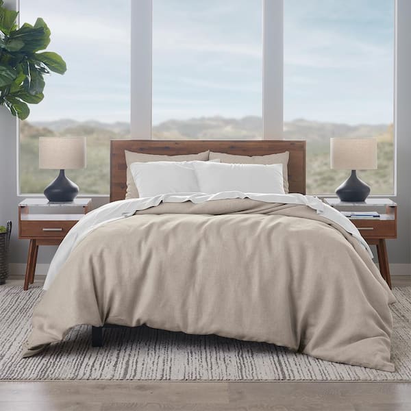 ELLA JAYNE Linen Cotton 3-piece King/Cal King Sized, Natural Colored Duvet Cover Set