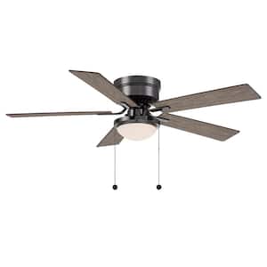 Hugger II 52 in. Indoor Gun Metal Low Profile Ceiling Fan with 2 LED Bulbs Included