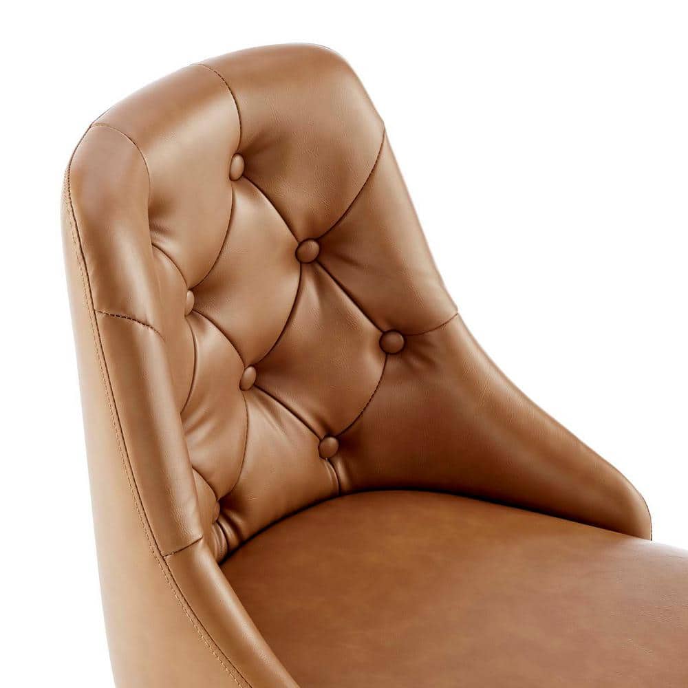 Black Tan Tufted Vegan Leather Swivel Office Chair