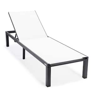 Marlin Black Aluminum Outdoor Lounge Chair in White