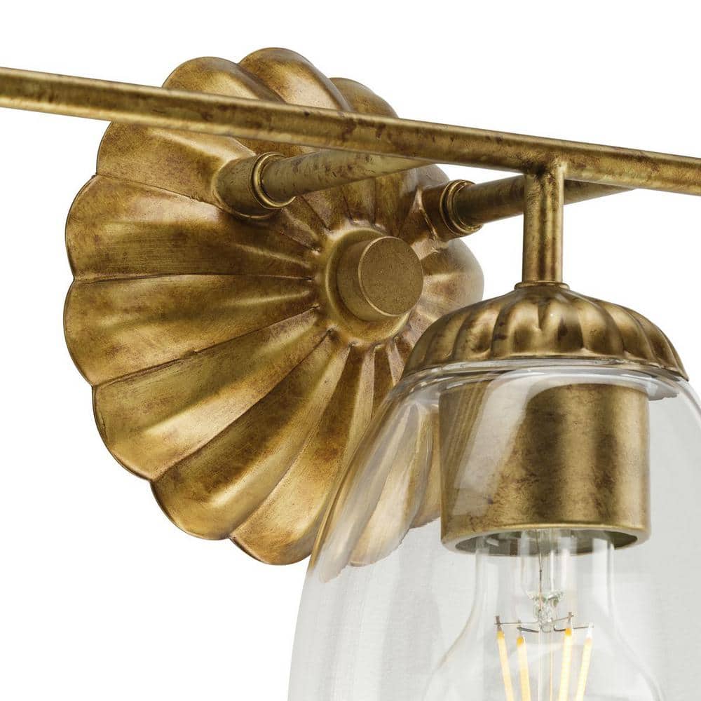 Quillan Gold Ombre 3-Light Vanity with Elliptical Glass Shades