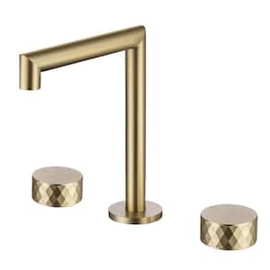 ABA 8 in. Widespread Double Handle 3-Hole Bathroom Vanity Faucet in Brushed Gold