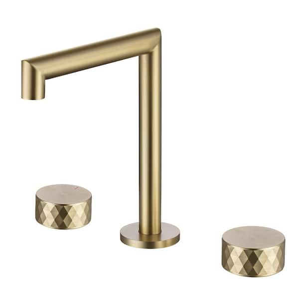 Aurora Decor ABA 8 in. Widespread Double Handle 3-Hole Bathroom Vanity Faucet in Brushed Gold