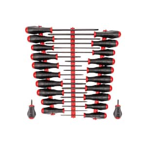 High-Torque Black Oxide Blade Screwdriver Set with Red Rails, 22-Piece (#0-#3,1/8-5/16 in., T10-30)