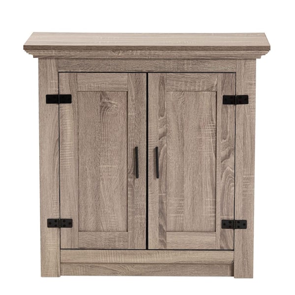 Baxton Studio 31.2 in. H x 31.5 in. W Brown MDF Shoe Storage Cabinet