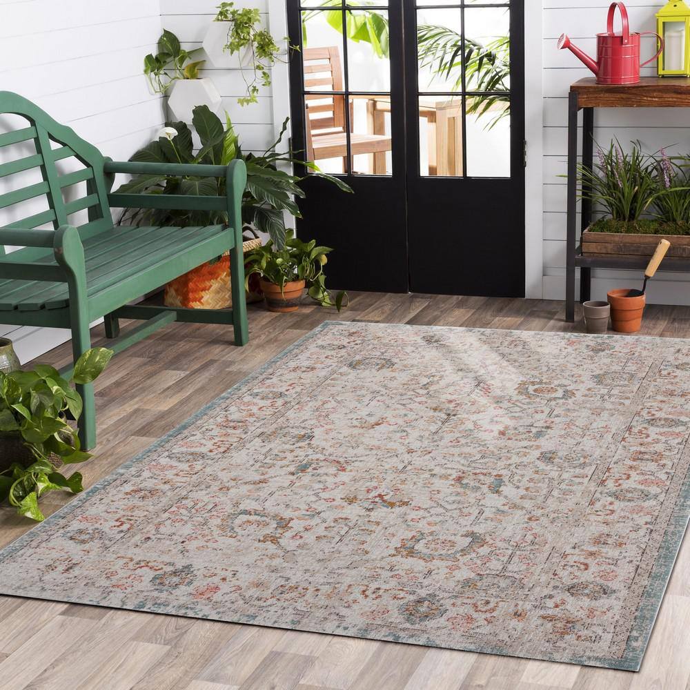 Reversible Blue Synthetic Rectangular 5' x 7' Area Rug
