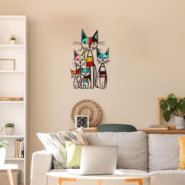 Cat Wall Art Decor Iron Wall Sculptures Decor 10.6 x 15.7 in