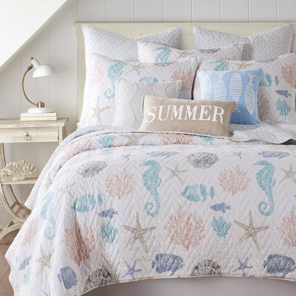 Blue and Gray Chevron Cotton Euro Sham Set of 2